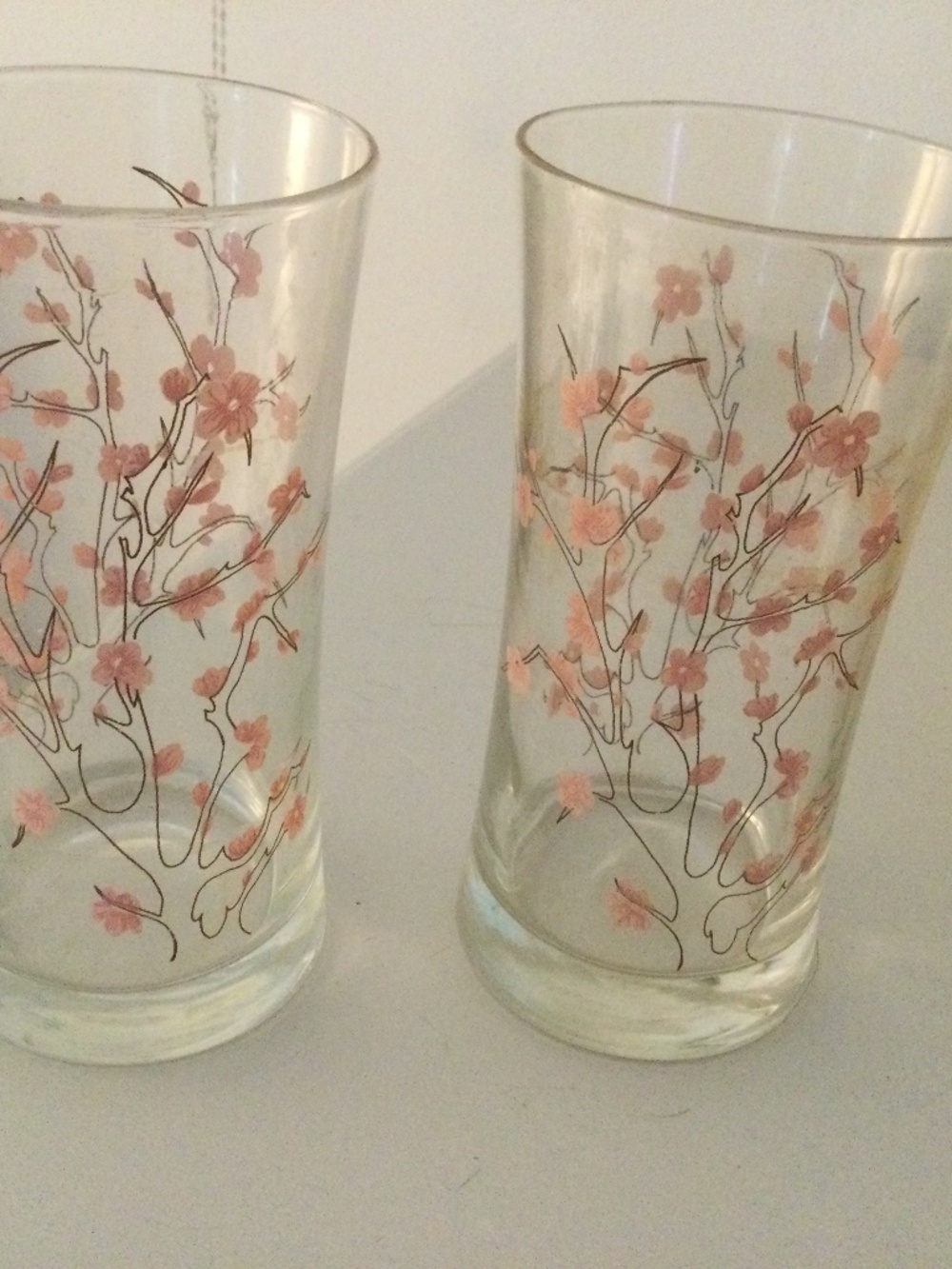 Vintage Cherry Blossom Iced Tea Glasses